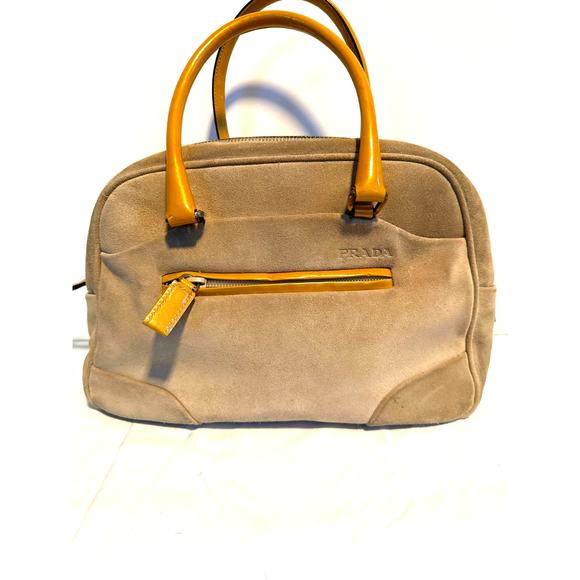Hipster Prada Suede and Patent Leather Satchel with Loewe Dustbag - Picture 7 of 13